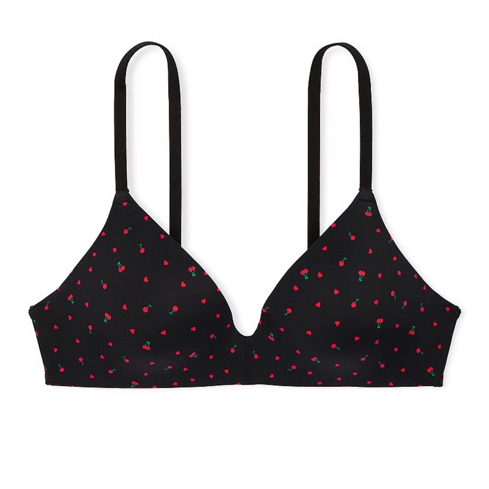 NEW Victoria’s Secret PINK Where Everywhere PushUp Wireless Bra Black Hearts